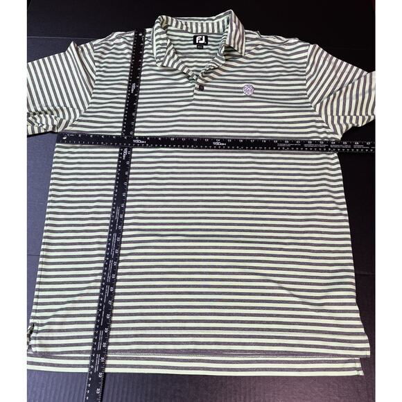 Foot joy green and gray striped men’s short sleeve XL Golf polo HGCC Logo - Picture 4 of 5